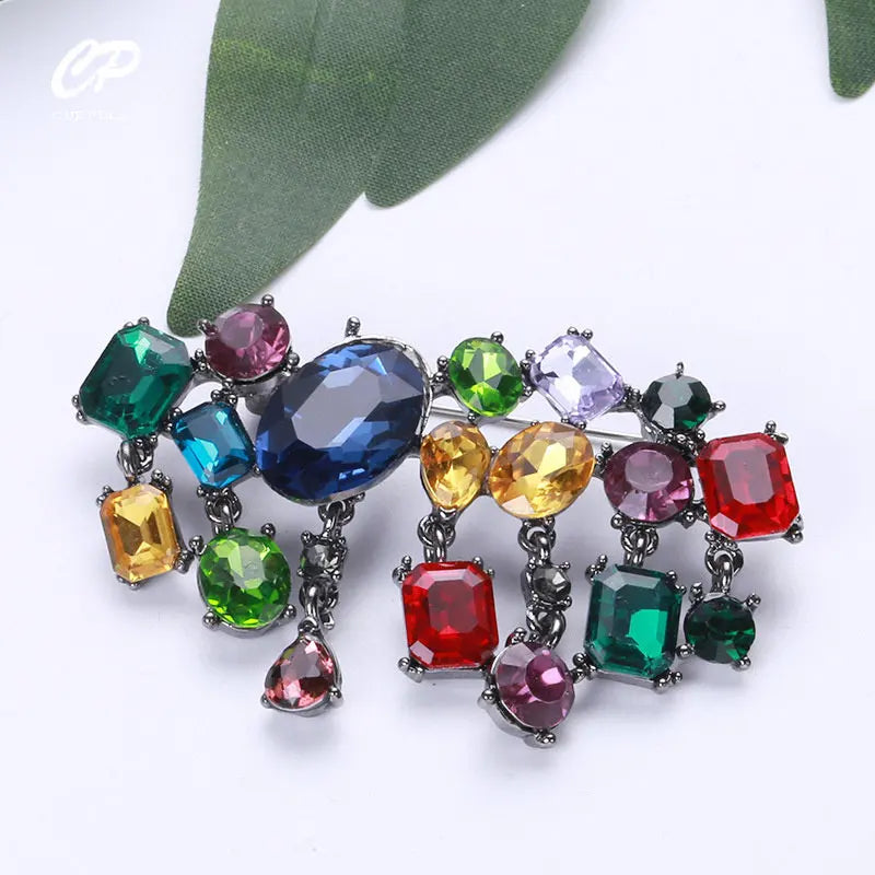 Exaggerate Refined Personality Fashion Crystal Glass Brooch Temperament Versatile Cardigan Sweater Pin Suit Coat Corsage